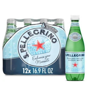 S.Pellegrino Sparkling Natural Unflavored Bottled Drinks Mineral Water for Holiday, 202.8 fl oz, 12 Pack Plastic Bottles